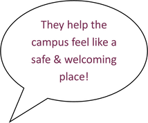 Speech Bubble: They help the campus feel like a safe and welcoming place!